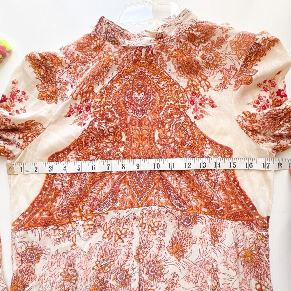 FREE PEOPLE Lady Luck Bell Sleeve Print Tunic or Mini Dress In Ivory Size XS - Picture 9 of 9